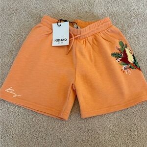 Kenzo Kids Orange Embroidered Parrot Shorts